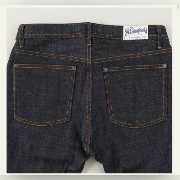 Men's The Stronghold Selvedge Slim Straight Leg Jeans with Spice Stitching 32" - Picture 3 of 10